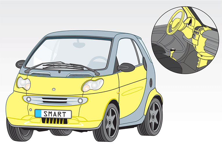 Color Illustration: Smart Cars come to America