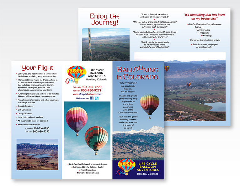 Trifold brochure: “Life Cycle Balloon Adventures”