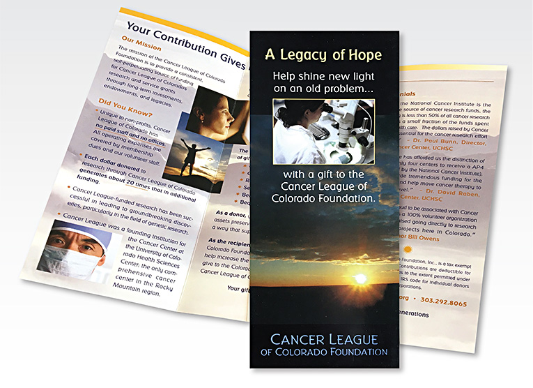 Fundraising brochure: “Cancer League of Colorado Foundation”