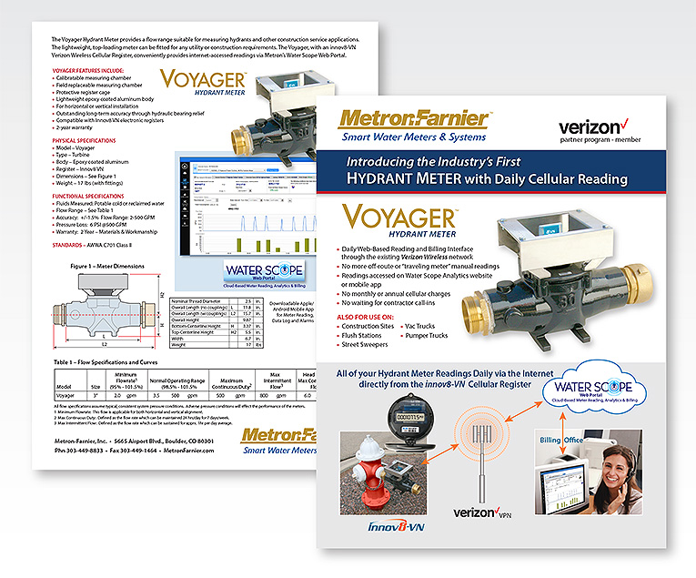 Sell sheet: “Voyager Portable Hydrant Meter”