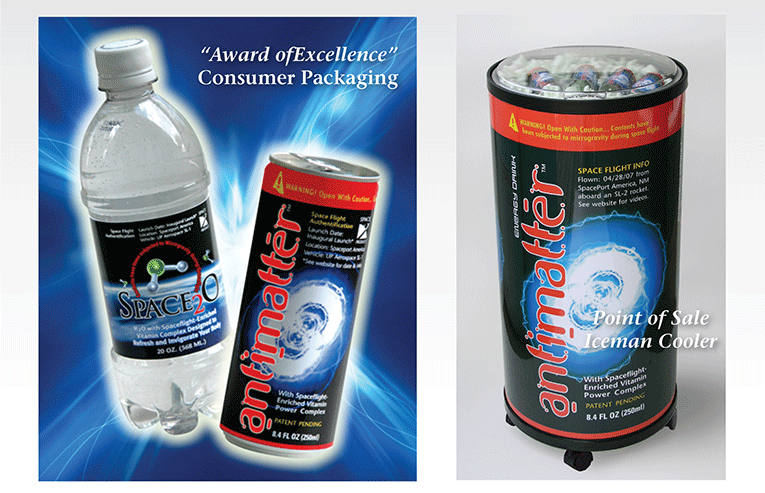 Award of Excellence: Consumer Packaging “Space2O and Antimatter”