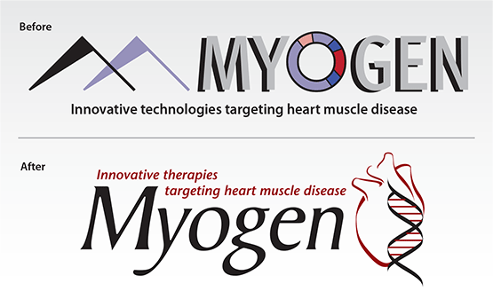 Before & After – Logo Redesign: “Myogen, Inc.”