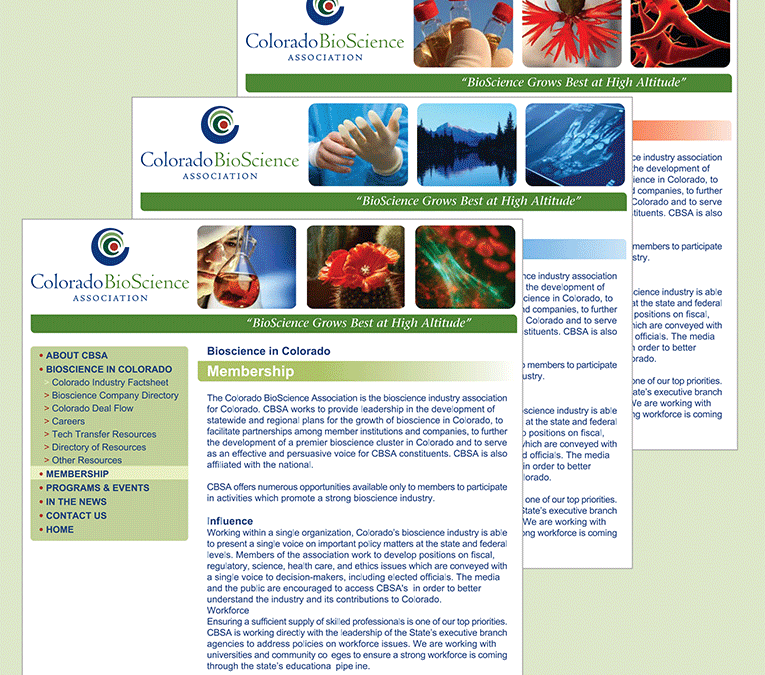 Web Design: “Colorado Bioscience Association”
