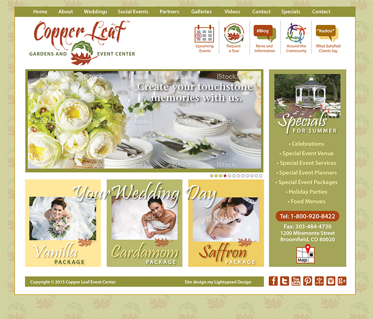 Web Design: “Copper Leaf Garden & Event Center”